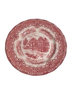Grindley Staffordshire English Country Inns Bear Head Bread Plate Floral Rim